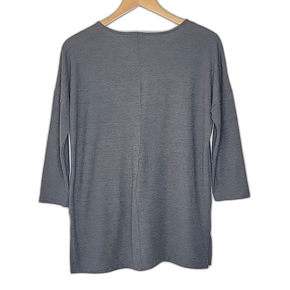 OLD NAVY Gray Casual 3/4 Sleeve Drop Shoulder Round Neckline Slits Shirt size SP - Picture 5 of 11
